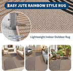 GarveeHome Modern Rainbow 8x10 Easy Jute Rug for Living Room Indoor Outdoor Patio Farmhouse, Contemporary Non Slip Non Shedding Carpet for Bedroom Backyard Dining Room
