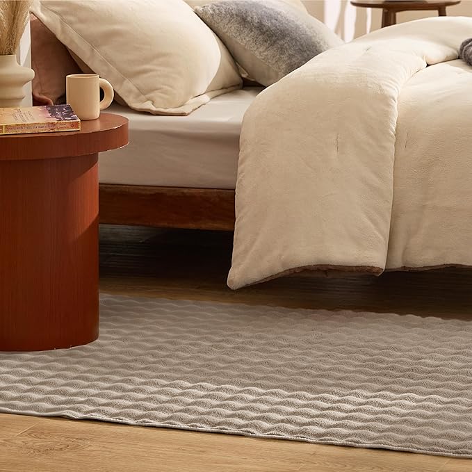 Bedsure 3x5 Fluffy Area Rugs for Living Room, Machine Washable Rugs, Non-Slip Backing, Non-Shedding, Pet Friendly Throw Rug for Bedroom Dining Room, Brown