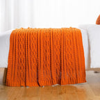 Battilo Burnt Orange Throw Blanket for Couch, 51" x 67", Soft Warm Cozy Chenille Knit Blanket Boho Halloween Blanket Fall Decor, Fall Throw Blanket for Bed, Sofa, Living Room
