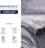 Mon Chateau 60" x 70" Fireside Mélange Throw Blanket, Contrast Stitching Soft Blanket for Queen-Size Bed, Couch, or Sofa, Cozy Home Decor and Stylish Living Room Comfort, Moonstone