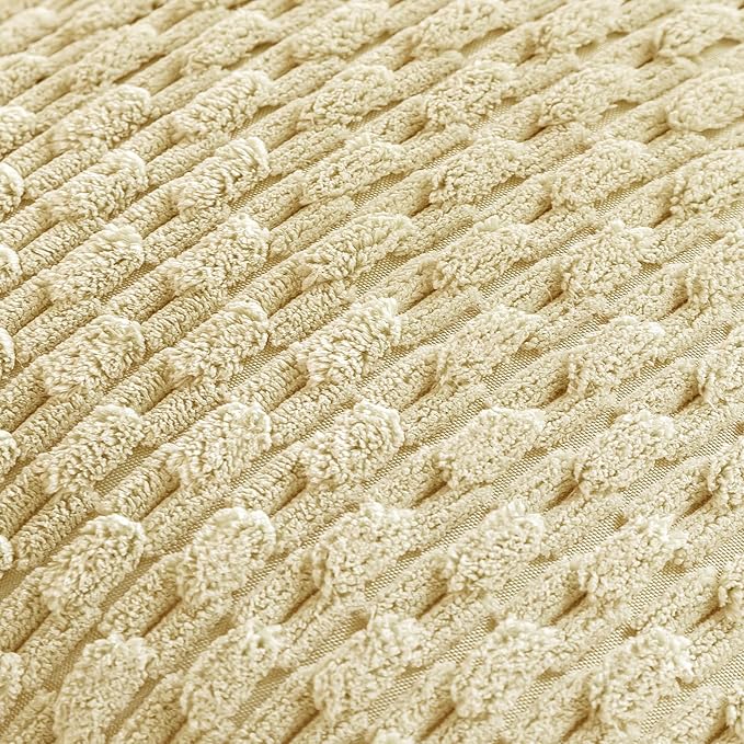 Set of 4 Pale Yellow Decorative Throw Pillow Covers 26x26 Inch Corduroy Pillow Covers for Bed Couch Sofa Living Room Soft Square Cushion Cases