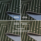Lahome Boho 3x5 Easy Jute Rugs for Entryway, Non Slip Green Area Rug, Maze Lines Modern Washable Rugs for Bedroom, Low Pile Indoor Outdoor Carpet for Deck Porch Backyard