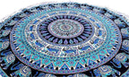 Round Beach Tapestry Turquoise Mandala Throw/Boho Hippie Beach Blanket Roundie/Indian Cotton Bohemian Large Round Table Cloth-Home Decor/Yoga Mat Meditation Picnic Rug (42", Green and Black)