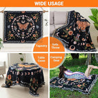 Moon Phase Butterfly Boho Woven Throw Blanket for Couch Bed Lounge Chair Hippie Room Decor Bedspread Boho Vintage Throws Blankets Outdoor Blanket Aesthetic Wall Hanging Celestial Bedroom Decor 51”x59”