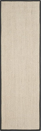 SAFAVIEH Natural Fiber Collection Runner Rug - 2'6" x 6', Marble & Black, Sisal, Woven Design with Border (NF143A)