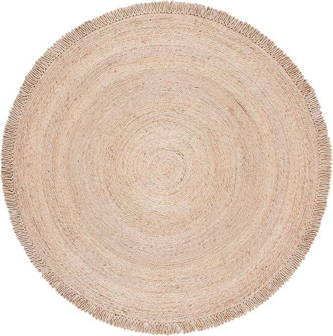 SAFAVIEH Natural Fiber Round Collection 6' Round Natural NF168A Handmade Boho Charm Farmhouse Jute Area Rug