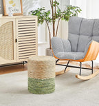Wimarsbon 2Pcs Pouf Ottomans, Natural Seagrass Foot Stool, Hand Weaving Round Ottoman, Boho Decorative Seat, Jute Braided Pouffe Poof Accent Sitting Footrestfor Living Room