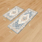 KIMODE Kitchen Rugs and Mats 2PCS Cushioned Anti Fatigue Kitchen Mat Non-Skid Waterproof Kitchen Runner Rug for Kitchen Decor,Floors,Office,Laundry,Blue and Gold