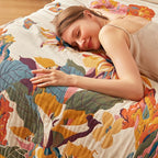 Boho Throw Blanket for Bed 100% Cotton Soft Lightweight Quilt Floral Butterfly Embroidery Home Decor Spring Bed Blankets,98"x98" All Season Reversible Blankets for Sofa Couch Chair