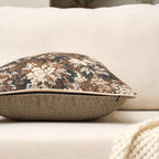 Yangest Neutral Floral Pillow Cover 20 x 20 Inches, Vintage Chenille Square Throw Pillow Cover Soft Decorative Farmhouse Accent Couch Pillow Cover for Living Room Bedroom, Coffee Brown