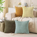 Set of 4 Yellow Olive Aqua Decorative Throw Pillow Covers 26x26 Inch Corduroy Pillow Covers for Bed Couch Sofa Living Room Soft Square Cushion Cases
