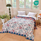 MSGKV Boho Throw Blanket 50"x60" 100% Cotton Floral Blanket for Couch Sofa Spring Breathable Lightweight Blankets All Seasons Home Decor Muslin