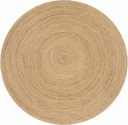 Ramanta Home Jute Braided Rug 8 Ft Round – Large Natural Farmhouse Area Rug, Handwoven Reversible Carpet for Living & Dinning Room, Bedroom, Kitchen, Nursery, Entryway – Boho Coastal Neutral Floor Mat