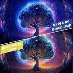 Avinyl Blacklight Tree and Space Tapestry for Bedroom, Aesthetic Cool Black Light Tree of Life Tapestries for Girl, Fantasy Stars Galaxy Wall Hanging for Living Room Teen Dorm Christmas Festival Decor (60" x 79")