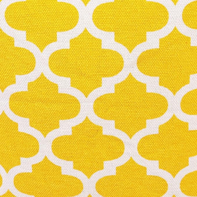 REDEARTH · UNSTUFFED Pouf Ottoman Cover Textured Storage Cube Boho Bean Bag Footrest Stool for Living Room, Bedroom,Nursery, Farmhouse, Kidsroom, Patio, Gym; 100% Cotton (18X18X18; Mustard)