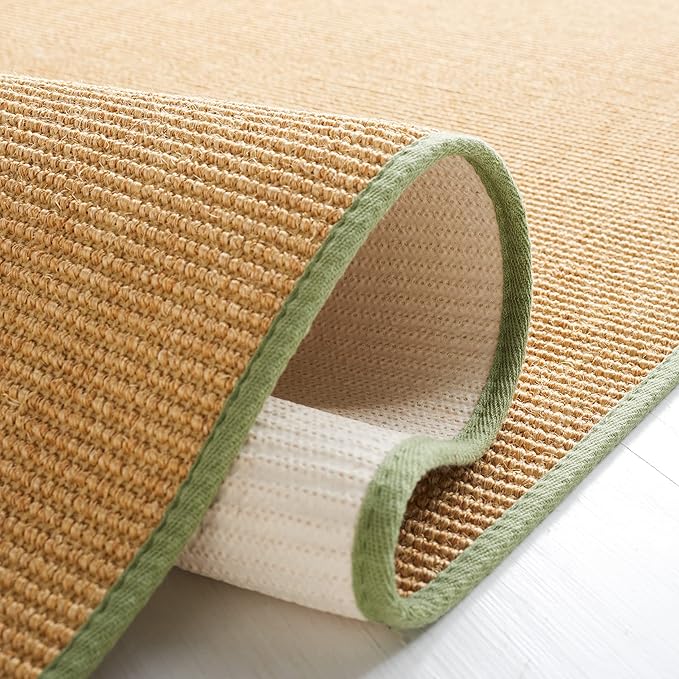 Martha Stewart x SAFAVIEH Area Rug Collection - 2'3" x 8' Runner, Natural & Green, Sisal & Jute, Farmhouse Style, Ideal for Living Room, Bedroom, Foyer, Hallway (MSR9501E)