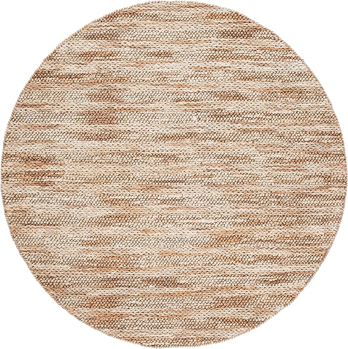 SAFAVIEH Natural Fiber Couture Collection Area Rug - 6' Round, Ivory & Natural, Handmade Jute, Ideal for Living Room, Bedroom, Home Office, Dining Space (NFC101A-6R)