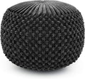 SIMPLIHOME Renee Round Pouf - 20 inch Wide Upholstered Velvet Ottoman in Slate Grey, Boho Footstool or Extra Seating for Living Room or Bedroom with Button-Tufted Pleated Design, Assembled