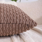 VAKADO Couch Throw Pillow Covers 16x16 Set of 4 Decorative Neutral Corduroy Boho Rustic Farmhouse Cushion Case Square for Home Decor Sofa Living Room Bed