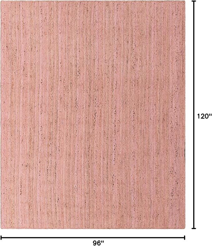 Unique Loom Braided Jute Collection Area Rug - Dhaka (8' x 10' Rectangle, Light Pink)