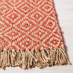 SAFAVIEH Natural Fiber Collection Accent Rug - 4' x 6', Fuchsia & Natural, Handmade Boho Diamond Tassel Jute, Ideal for High Traffic Areas in Entryway, Living Room, Bedroom (NF266G)