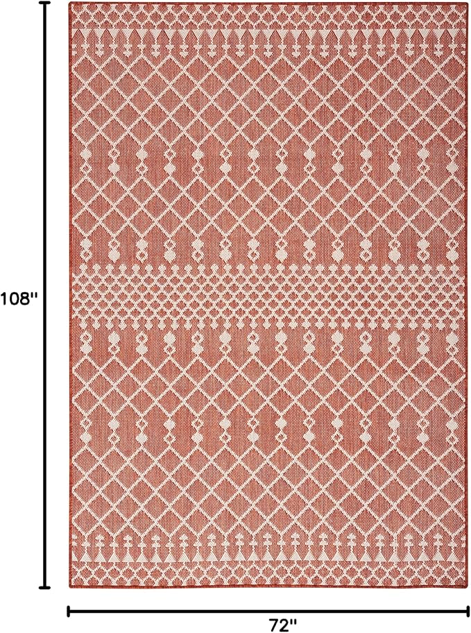 Nourison Home Positano Terracotta 6' x 9' Area Rug - Easy Clean, Non Shedding, Bed Room, Living Room, Dining Room, Kitchen (6' x 9')