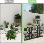 Plant Stand Indoor Corner Plant Stand Window Sill Plant Shelf for Bonsai Tree Live Plants Indoor Outdoor Metal Flower Rack for Apartment Decor Patio Decor, (6-Tier 16 Potted)