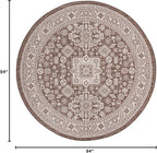 Rugs.com Outdoor Aztec Collection Rug – 8 Ft Round Brown Flatweave Rug Perfect for Kitchens, Dining Rooms