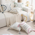 Boho Throw Pillow Covers 12x20 Set of 2 Cotton Woven Tufted Farmhouse Lumbar Pillows Covers with Tassels Outdoor Neutral Decorative Pillowcases Rectangle Textured Accent Cushion for Couch Bed Sofa