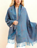 Achillea Reversible Paisley Pashmina Rave Scarf – Exotic Indian Shawls and Wraps for Evening Dresses, Festivals, All Seasons