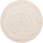 Unique Loom Braided Jute Collection Area Rug - Dhaka (5' 1" Round, White)