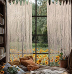kiido Macrame Curtain Window Treatment【50" W x 71" H】 Bohemian Room Divider Doorway Curtain Boho Macrame Wall Hanging Living Home Decor Room Bedroom Decoration-Stars River (50" W x 71" H x1pcs)