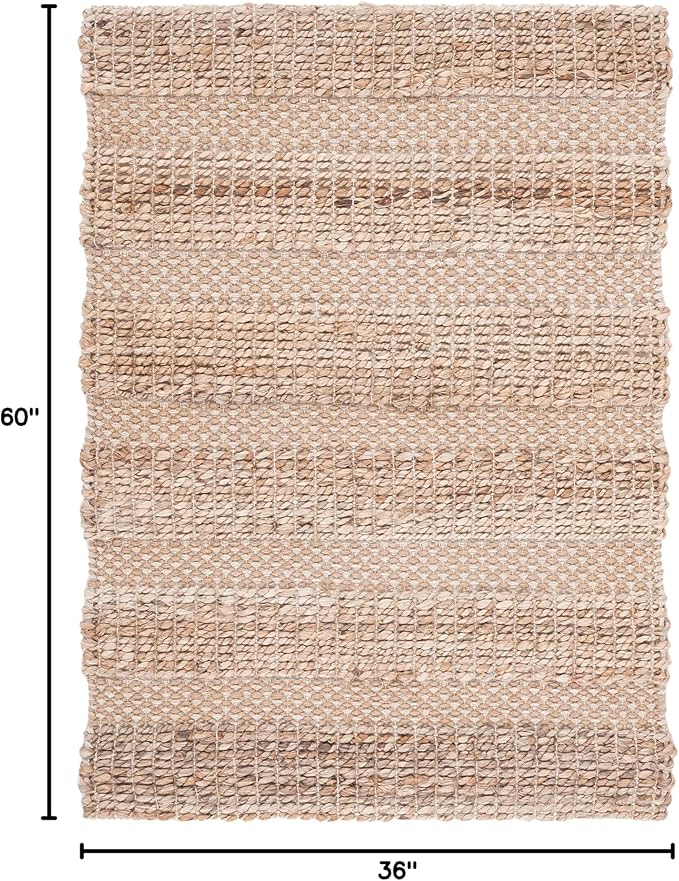SAFAVIEH Natural Fiber Collection Accent Rug - 3' x 5', Ivory & Natural, Handmade Boho Farmhouse Rustic Jute & Cotton Jute, Ideal for High Traffic Areas in Entryway, Living Room, Bedroom (NFB654A)