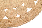 KEMA Jute Area Rug 3ft Round Natual Braided Dot Handwoven Rug Rustic Vintage Reversible Boho Area Rugs for Farmhouse, Living Room, Bedroom, Patio, Kitchen