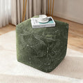 AELS Unstuffed Boho Textured Pouf Cover, Organic Modern Mid Century Rainbow Tufted Storage Bean Bag Cubes, Farmhouse Square Ottoman Pouf Foot Rest Footstool, 18"x18"x18", Cover ONLY, Olive Green