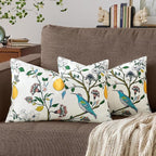 MUSSEL White Floral Pillow Covers 12x20 Set of 2, Velvet Wild Flower Plant Throw Pillows Case, Square Farmhouse Decor Cushion Covers for Home Sofa Bed Couch