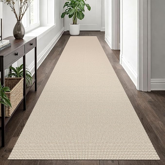 EARTHALL Runner Rug 3x12 Ft Washable Runners for Hallways Extra Long Woven Non Slip Entryway Runner Braided Kitchen Runner Indoor Outdoor Carpet Runners for Entryway, Hall, Foyers, Beige/Khaki