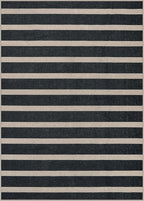 Lahome Elance Striped Easy Jute 5x7 Outdoor Rug, Washable Rugs for Patio Living Room, Farmhouse Neutral Non Slip Non Shedding Black Carpet for Deck Entryway Dining Room Office Porch