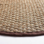 SAFAVIEH Area Rug 8' Round - Natural Fiber Collection - Natural & Dark Brown, Seagrass, Basketweave Pattern with Border (NF114K)