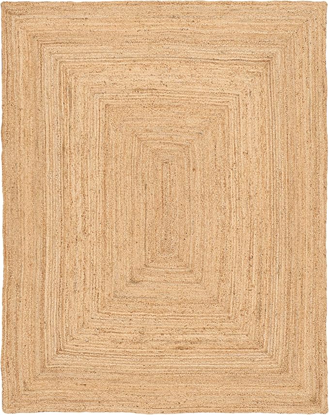 Nourison Home Natural Jute Natural 6' x 9' Area Rug - Easy Clean, Non Shedding, Bed Room, Living Room, Dining Room, Kitchen (6' x 9')
