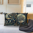 Vintage Dark William Morris Night Moon Forest Decor Pillow Covers 18x18 Set of 2,Black Forest Decor,Dark Dcademia Floral Decorative Throw Pillow Covers for Home Bedroom Living Room