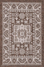 Rugs.com Outdoor Aztec Collection Rug – 2' x 3' Brown Flatweave Rug Perfect for Living Rooms, Large Dining Rooms, Open Floorplans