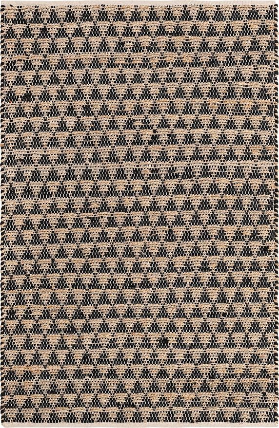 Unique Loom Chindi Jute Collection Area Rug (4' 1" x 6' 1" Rectangle, Black/ Natural)