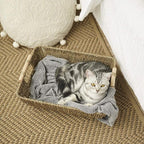 StorageWorks Hand-Woven Jumbo Storage Baskets with Wooden Handles, Seagrass Wicker Baskets for Organizing, 2-Pack