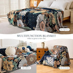 Boho Throw Blanket, 100% Handwoven Cotton Southwestern Farmhouse Floral Decor Reversible Blanket, All Season Throw for Sofa Bed Tapestry Outdoor Camping Picnic. 71″×134″