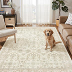 4x6 Area Rugs for Living Room, Vintage Washable Rugs for Dining Room, Bedroom, Home Office Decor, Non-Slip Beige/Brown Carpet Thin Rug