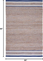 SAFAVIEH Natural Fiber Collection Area Rug - 5' x 8', Natural & Navy, Handmade Farmhouse Boho Coastal Rustic Jute, Ideal for High Traffic Areas in Living Room, Bedroom (NF874N)