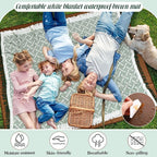 VitalCozy Waterproof Picnic Blankets 71×71 inch Outdoor Blanket Foldable 2 in 1 Double Layer Sandproof Beach Mat with Carry Strap for Camping Lawn Park Beach Grass(Green)