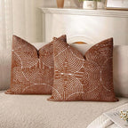 AELS Boho Decorative Textured Throw Pillow Covers 16x16, Modern Mid Century Rainbow Tufted Pillow Case, Farmhouse Rustic Geometric Woven Cushion Case for Bed Couch Sofa, Burnt Orange