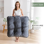 35" Washable Floor Pillow Cushion for Adults, Meditation Cushion Pillow, Extra Large Square Floor Sitting, Removable Tufted Corduroy Cover, for Tatami Living Room or Yoga, Dark Grey, Machine Washable